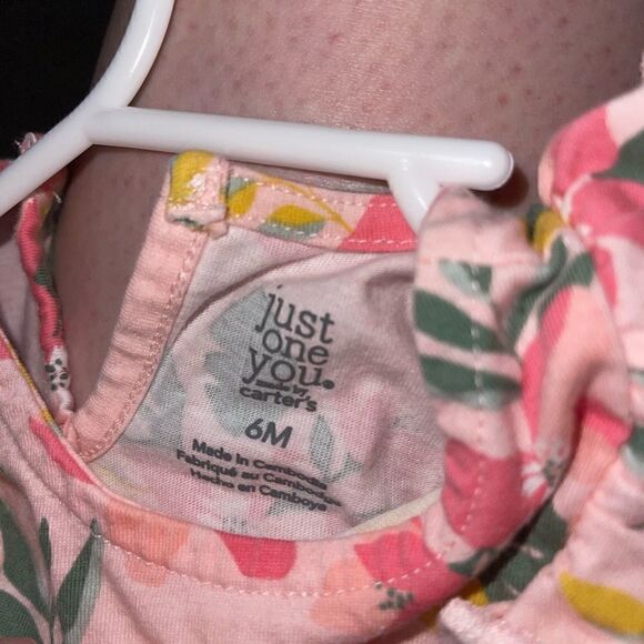 Carters 6M Just One you Link tropical floral print romper w snaps NWOT - Picture 4 of 5